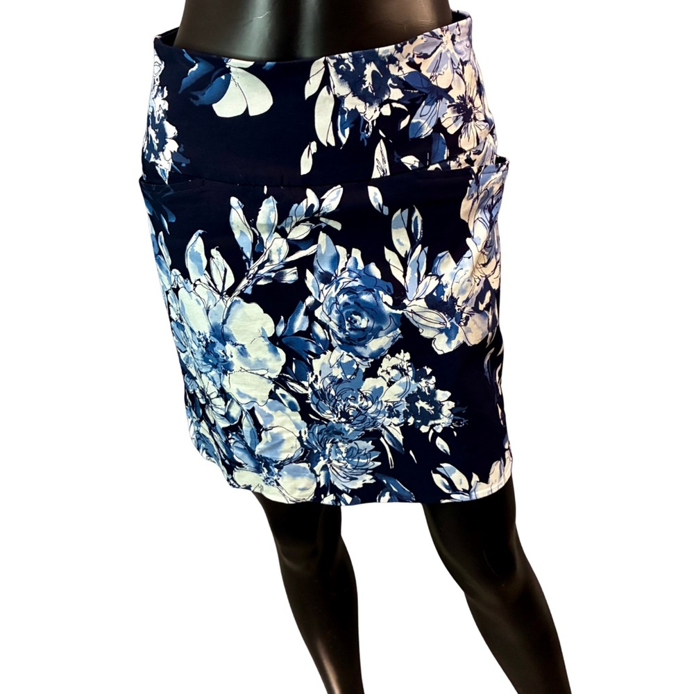 Floral Navy and White Women's Skirt